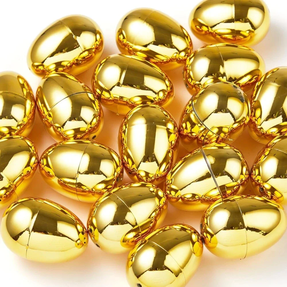 JOYIN 36Pcs Gold Easter Eggs – Metallic Fillable‎ Plastic Basket Stuffer